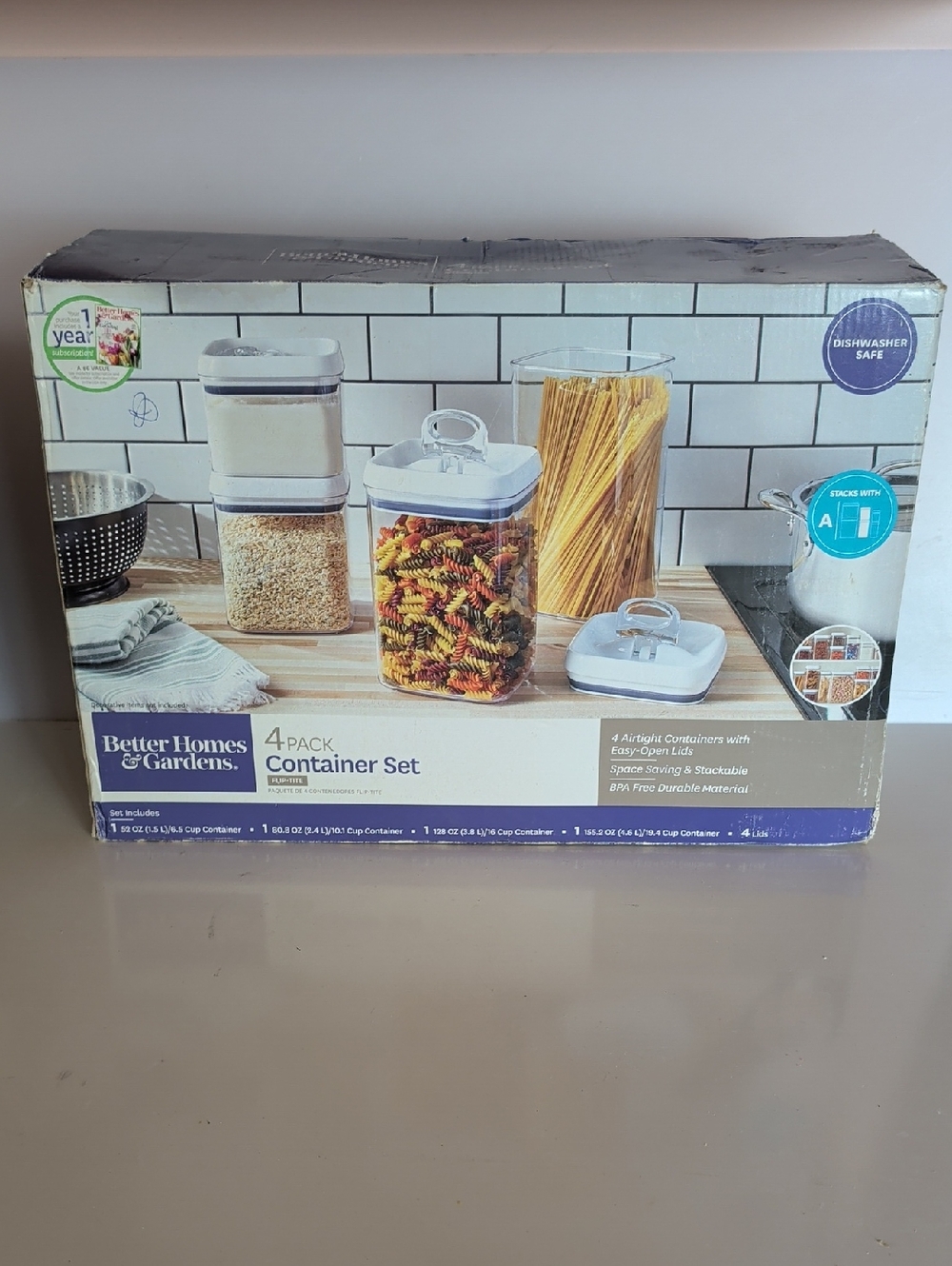 NIB. Better Homes And Gardens White Clear 4-Piece Food Storage Container Set.